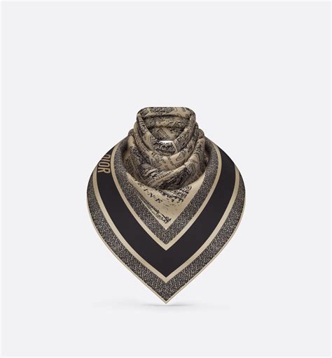 foulard dior nero|Foulard quadrato New York 90 Twill di seta nero ed écru .